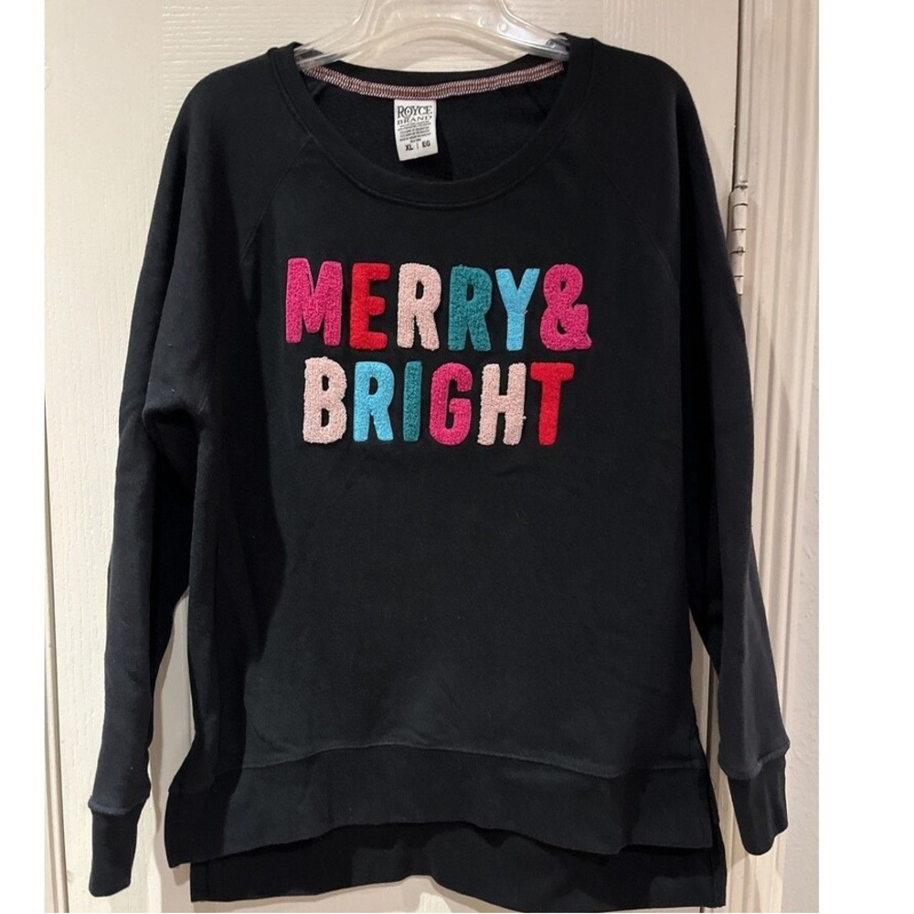 Poof! Black Sweater with Festive Multicolor Design